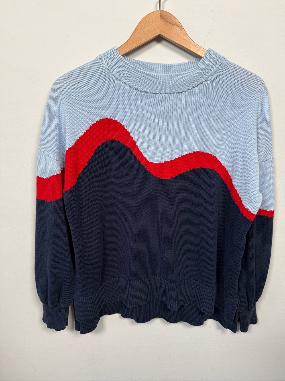 Tuckernuck Colorblock Wave Stripe Crewneck 100% Cotton Sweater Size S